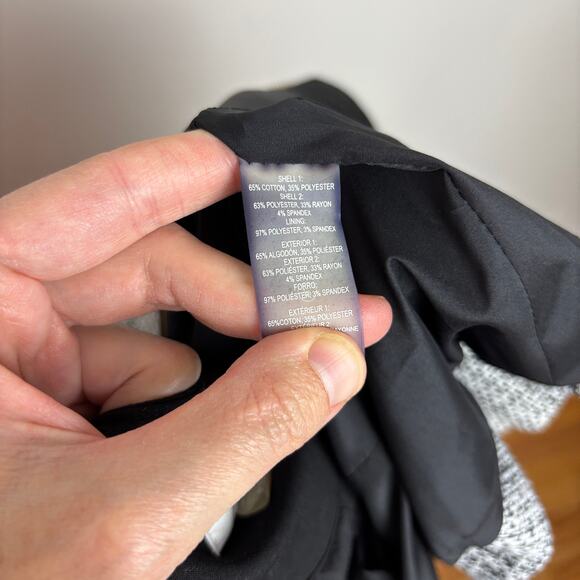 Calvin Klein 6P Black White Tweed Zip Blazer Lady Jacket peplum - Picture 8 of 9